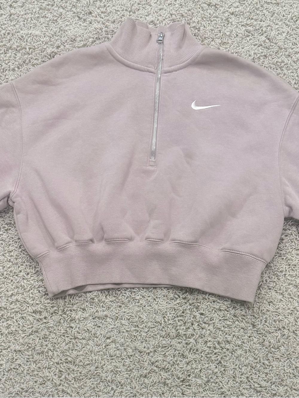 Nike Mauve Half-Zip Cropped Pullover